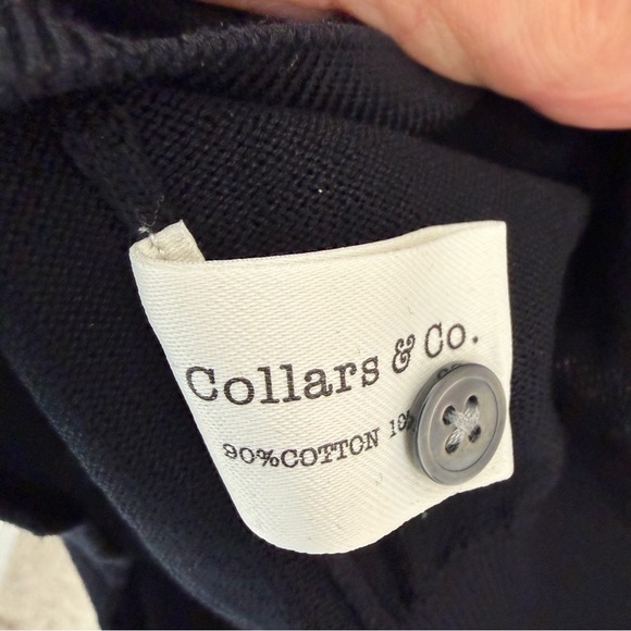 NEW Collars & Co Black Clemson Maranello Cotton Silk 3 Button Polo Sweater Large - Picture 6 of 7